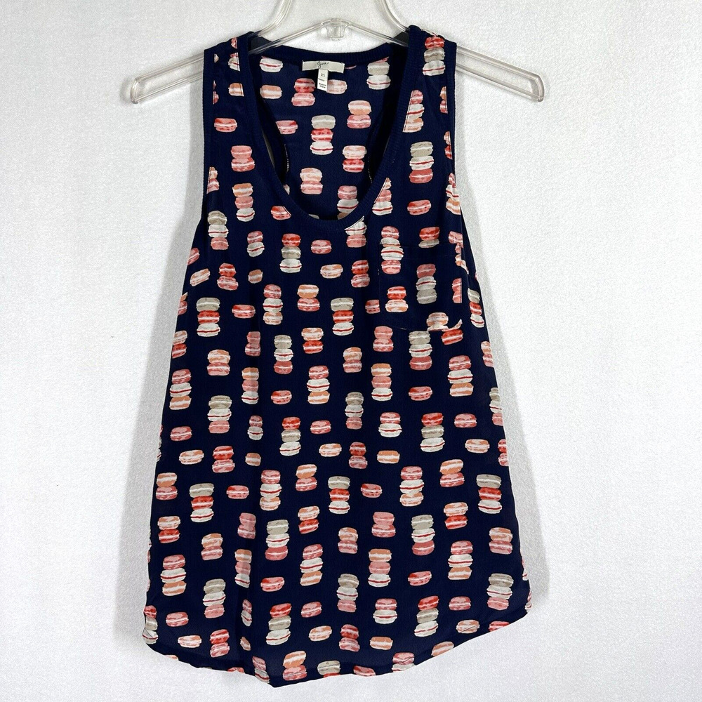 Joie Alicia Macaron Racerback 100% Silk Tank Top XS Pocket Baker Summer‎ Trendy